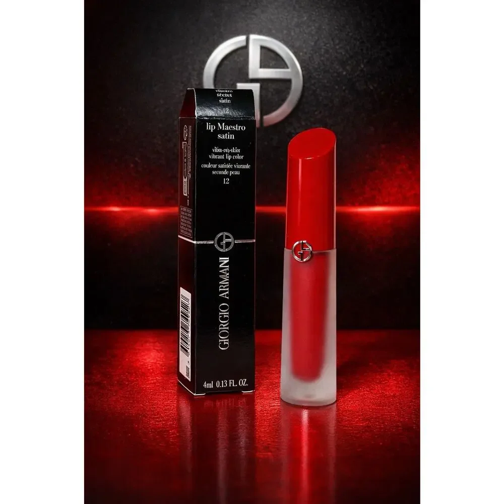 Giorgio Armani Lip Maestro Satin 12 Secret Date Scarlet Red Liquid Lip